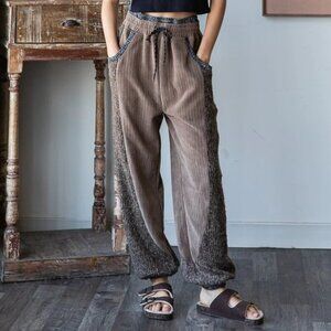 Boutique Mix Media Sweater Contast Jogger Pants NEW Size Large